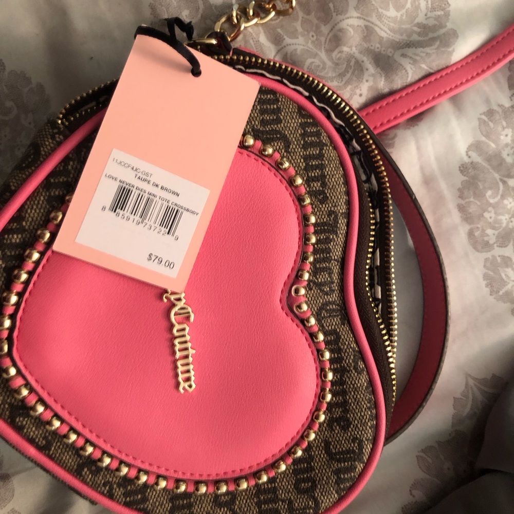NWT Juicy Couture pink and brown crossbody purse